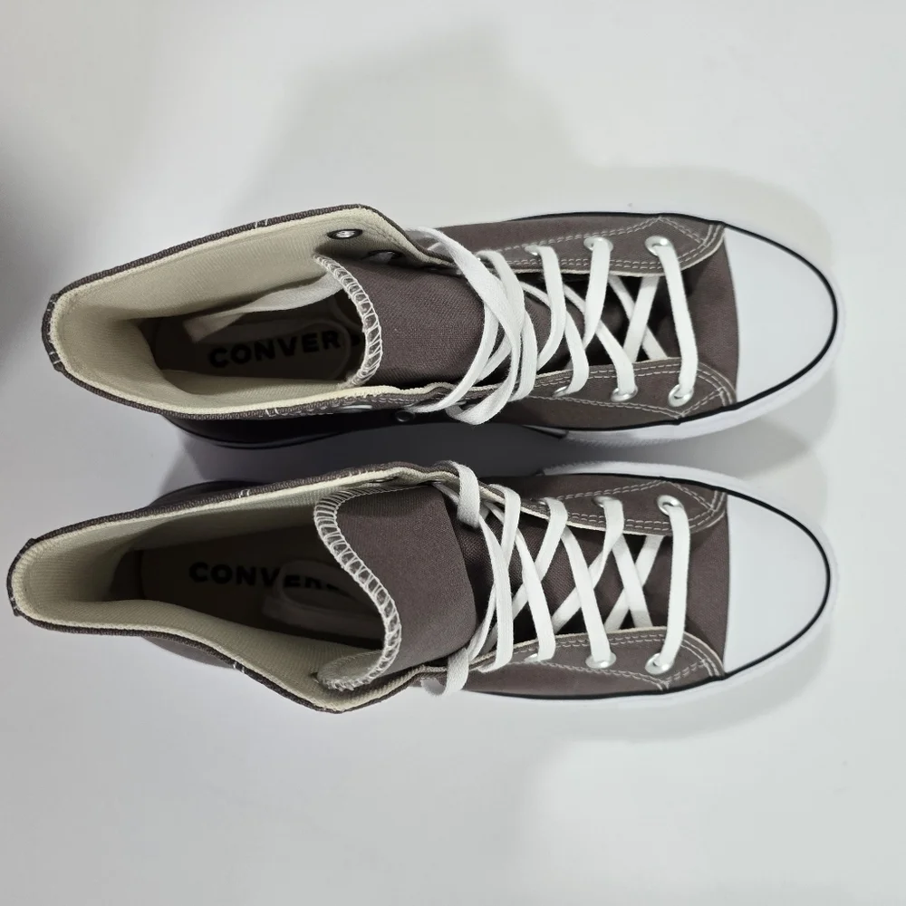 Converse All Stars Canvas Chunks Trainer  Gray High-Top Sneakers Womens Size 9.5 - Picture 12 of 16